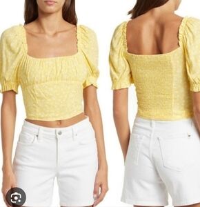 Sophia Rue Yellow Peasant Foral Top